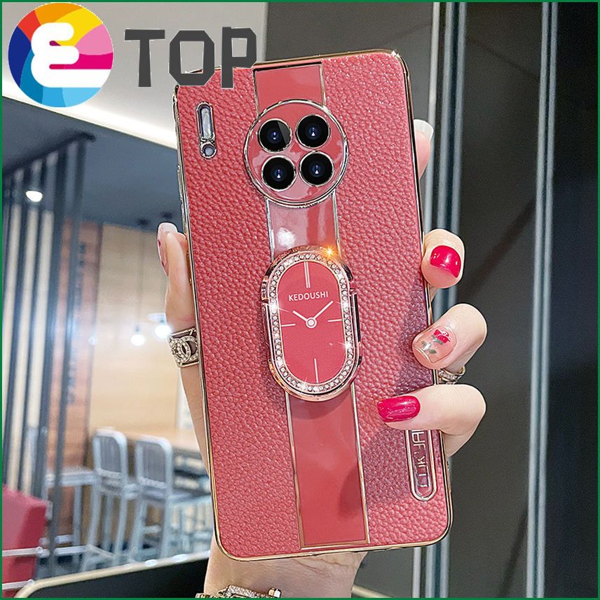 Suitable for Huawei mate30 mobile phone shell rhinestone bracket 30pro creative lens all-inclusive personalized leather pattern tide brand