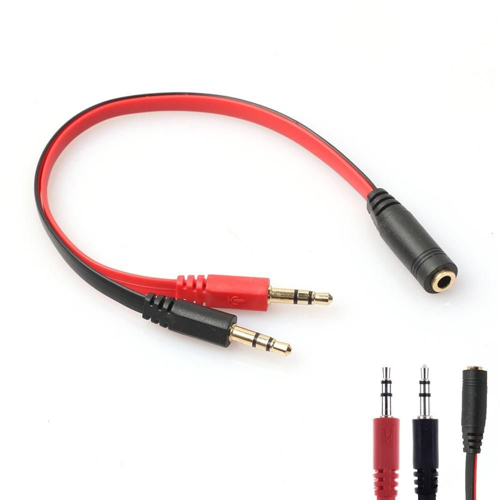 3.5mm AUX Audio Mic Splitter Cable Earphone Headphone Adapter Female to 2 Male