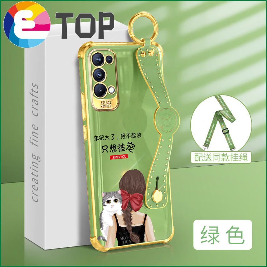 Suitable for opporeno5 mobile phone shell diagonal strap lanyard opop just want to be pampered wrist strap protective sleeve reno4 tide