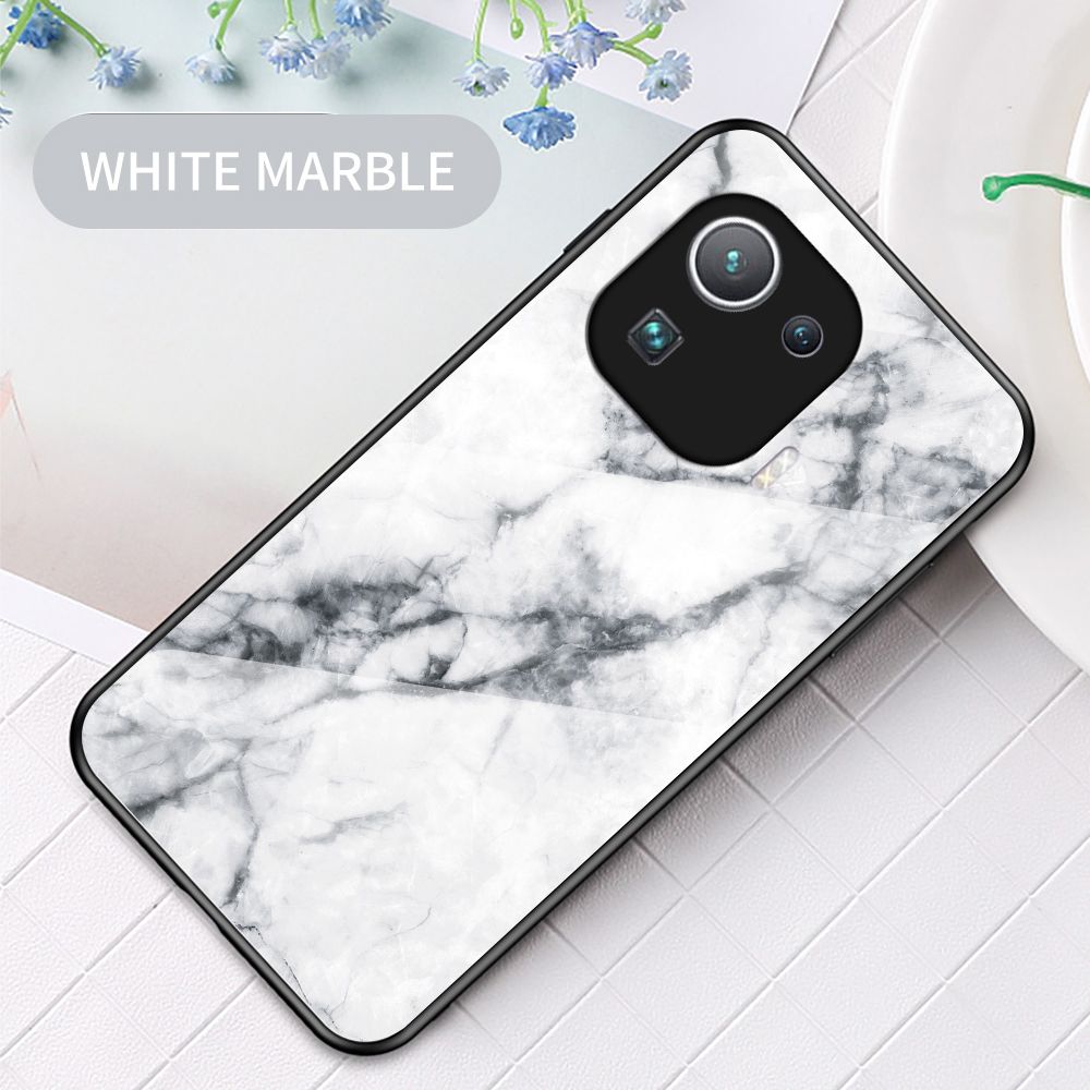 Case for Xiaomi Mi 11 Pro Tempered Glass Protective Layer on the Back and TPU Bumper Anti+shock Shock Absorption Protective Cover