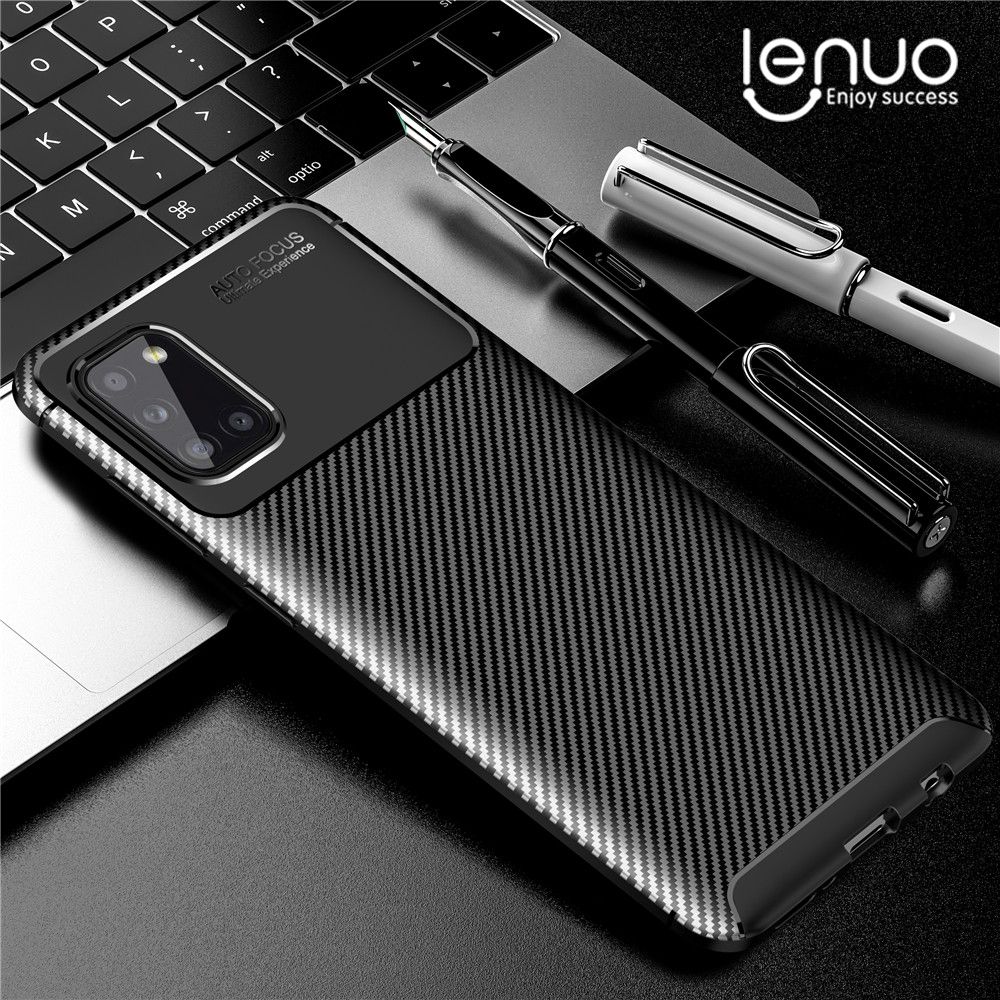 Lenuo for Samsung Galaxy A31 Case Silicone Matte Carbon Fiber Back Cover