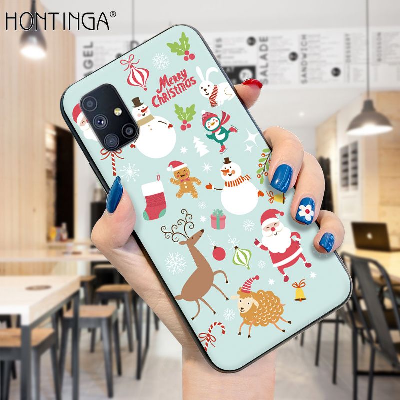 Hontinga for Samsung M51 Case Merry Christmas Gifts for Girls Boys Phone Cover Shockproof Soft Silicone TPU Cases