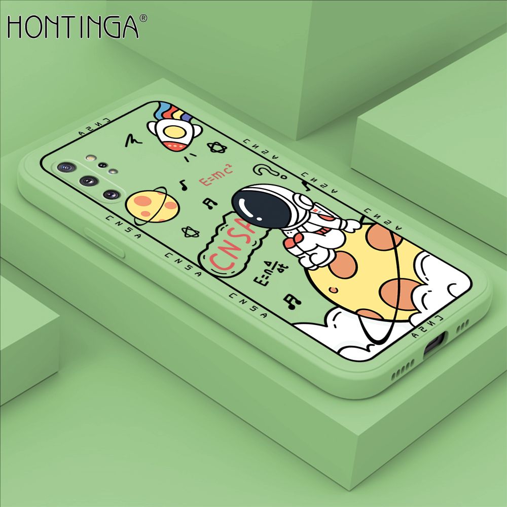 Hontinga for Samsung Note 10 Plus Case Cartoon Astronauts Phone Case Phone Case Soft Square Edge Silicone Cases Full Lens Cover Shockproof Protection Cover