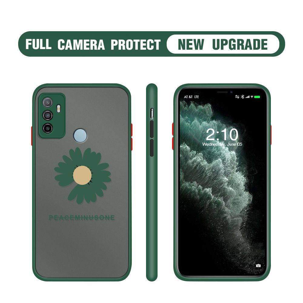 Hontinga for OPPO A53 2020 Case Daisy Flower Cover Camera Shockproof Protection Case Edge Frosted Transparent Phone Cover