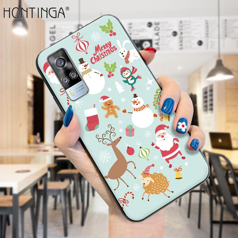 Hontinga for Vivo V7 Plus Case Merry Christmas Gifts for Girls Boys Phone Cover Shockproof Soft Silicone TPU Cases