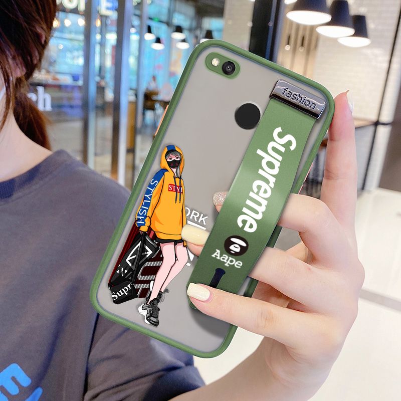 UCUC for Xiaomi Redmi 4X Wrist Strap Case Creative Cartoon Handsome Girl Wristband Printing Cover Shockproof Frosted Phone Case