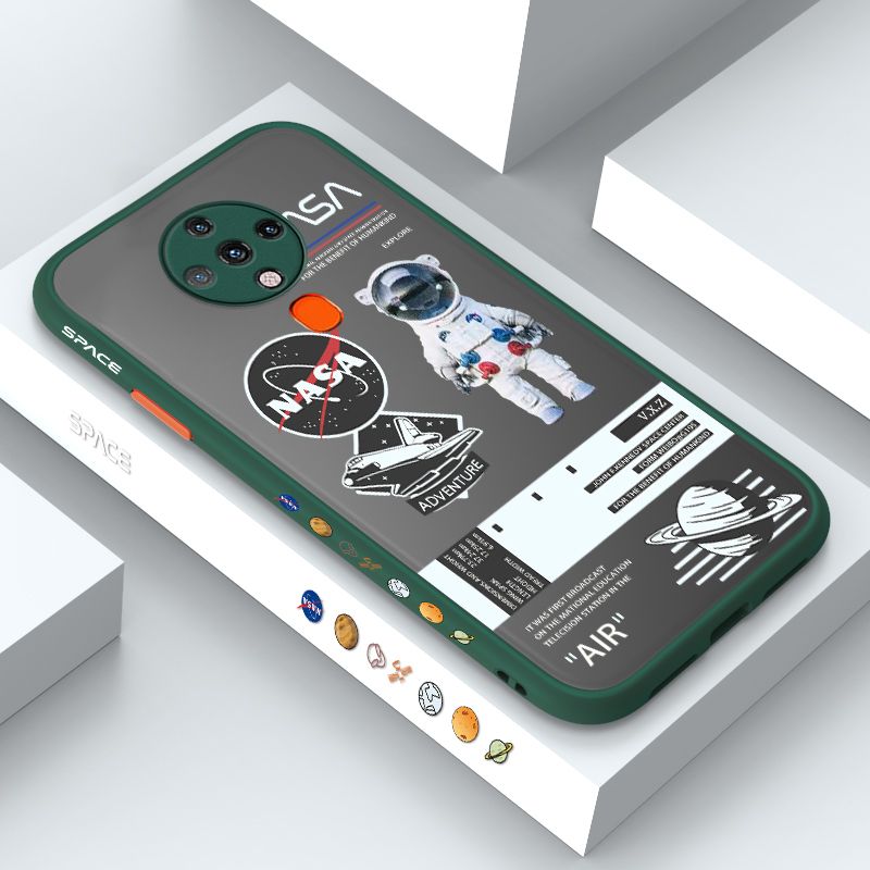 ZeroQiQi for Tecno Spark 6 Case Creative Cartoon Astronaut Side Printed Pattern Design Phone Cover Frosted Transparent Ultra Thin Protective Phone Case