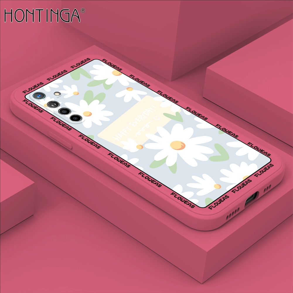 Hontinga for Realme X2 / XT / OPPO K5 Case Beautiful Daisy Flower Phone Case Phone Case Soft Square Edge Silicone Cases Full Lens Cover Shockproof Protection Cover