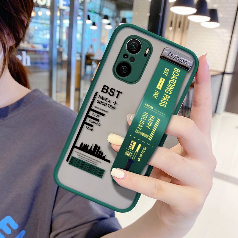 UCUC for Xiaomi Redmi K40 Wrist Strap Case Creative Printing City Landscape Wristband Printing Cover Shockproof Frosted Phone Case