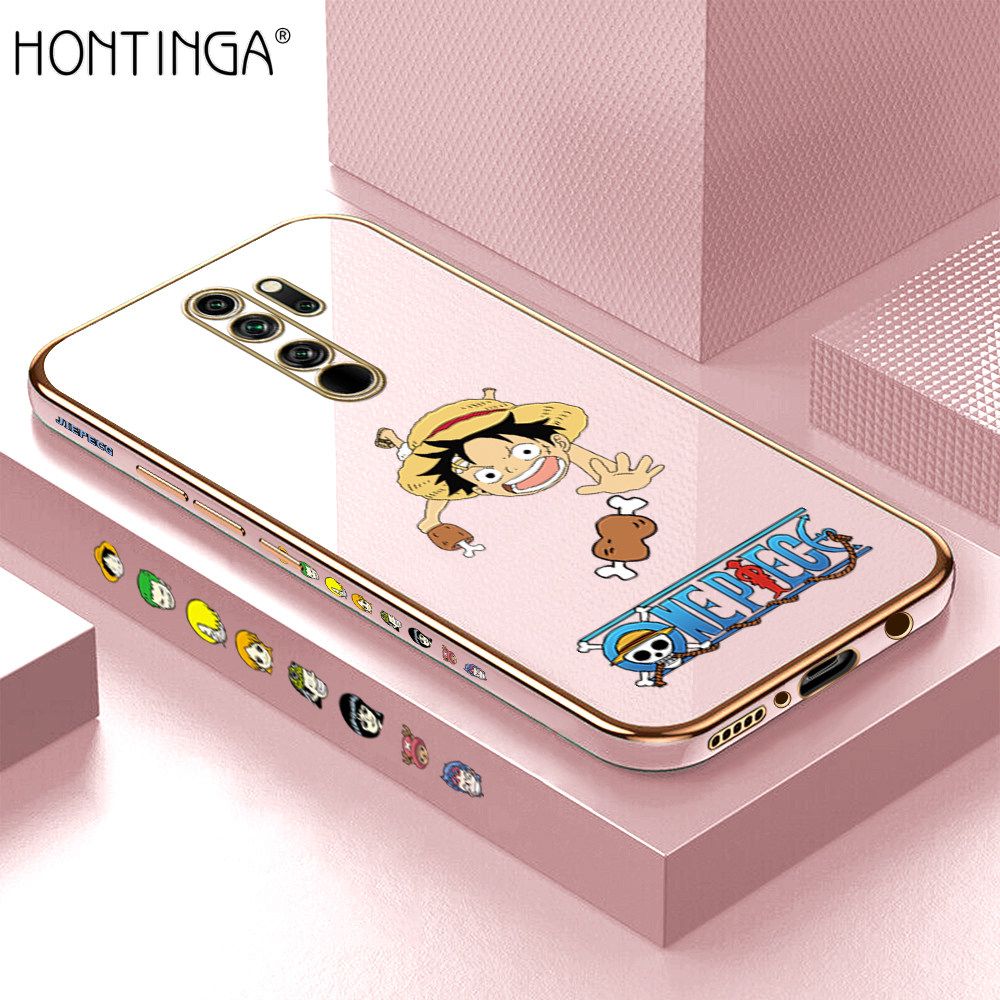 Hontinga for Redmi Note 8 Pro Back Cover + Free Lanyard Luxury 6D Plating Big Stick Meat Boy Side Pattern Case Soft Silicone Square Mobile Cover