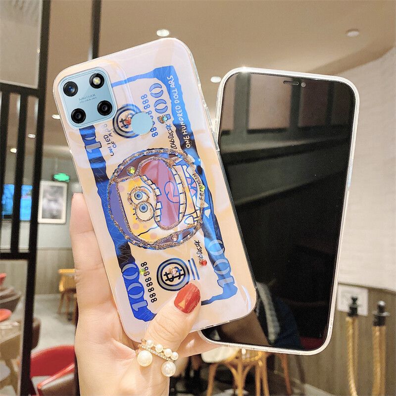 Phone case Realme C25Y Case Blue-Ray Bling Glitter Cartoon SpongeBob Patrick Silicone Back Cover For Realme C25Y Cases