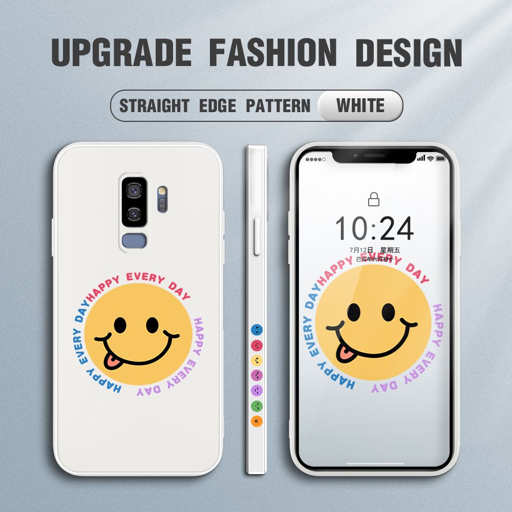 FHKL for Samsung Galaxy S9 Plus Back Cover Cartoon Smile Side design Soft Case Multicolor Liquid Silicone Phone Cases