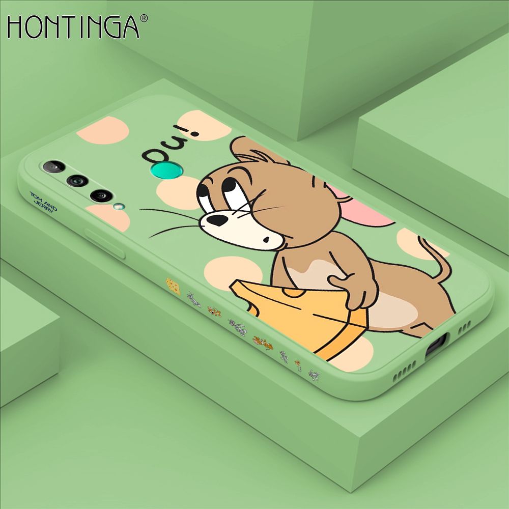 Hontinga for Huawei Y7P / P40 Lite E Case Side Design Cute Cartoon Mouse Back Cover Soft Square Edge Pattern Liquid Silicone Trend Phone Cases