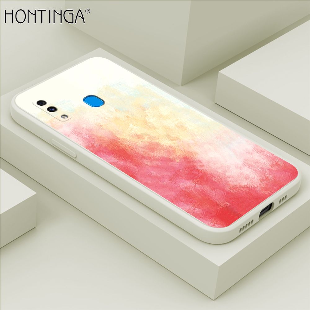 Hontinga for Samsung A20 A30 Case Watercolor Gradient Liquid Soft Square Silicone Phone Case Shockproof Protection Rubber Cover