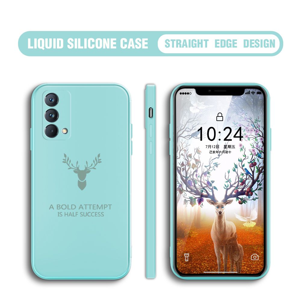 Hontinga for Realme GT Master Case Soft Silicone Square ELK Deer Reindeer Phone Cases Full Cover Camera Shockproof Protection Rubber Case
