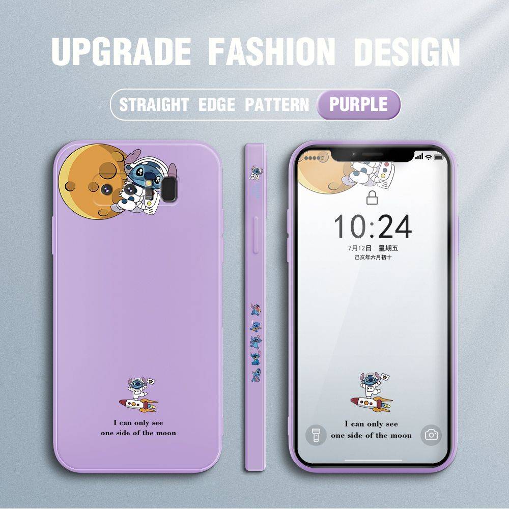 Jizetin for Samsung Galaxy Note 8 Case Side Design Phone Cover  Astronaut Stitch Cover Square Edge Pattern Liquid Silicone Trend Case
