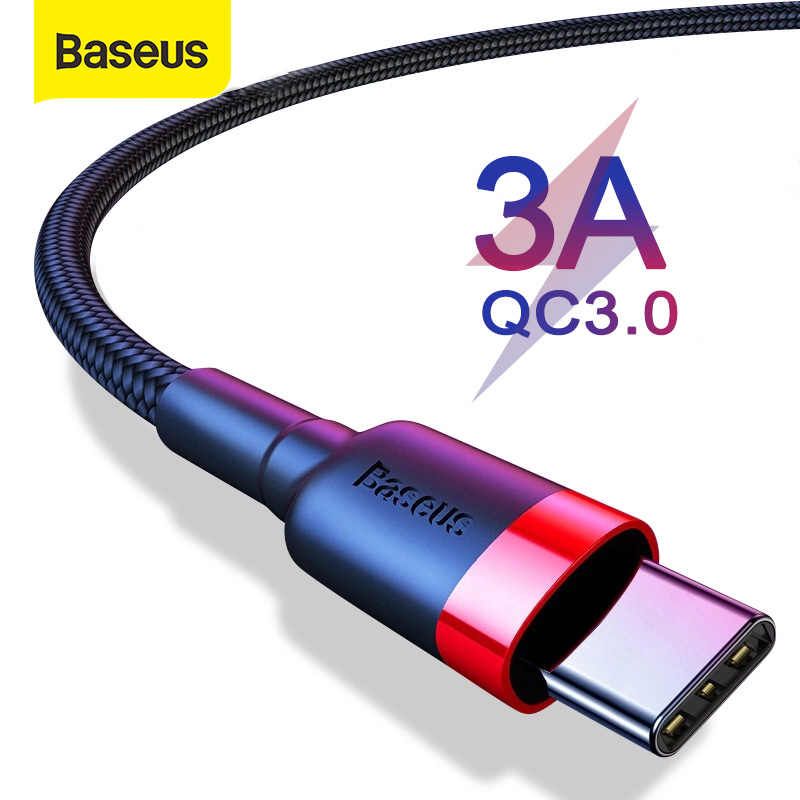 Baseus cafule usb cable nilon braided fast charging for all types of c- type 2M supported devices and accessories for type C 3a 200cm gray black