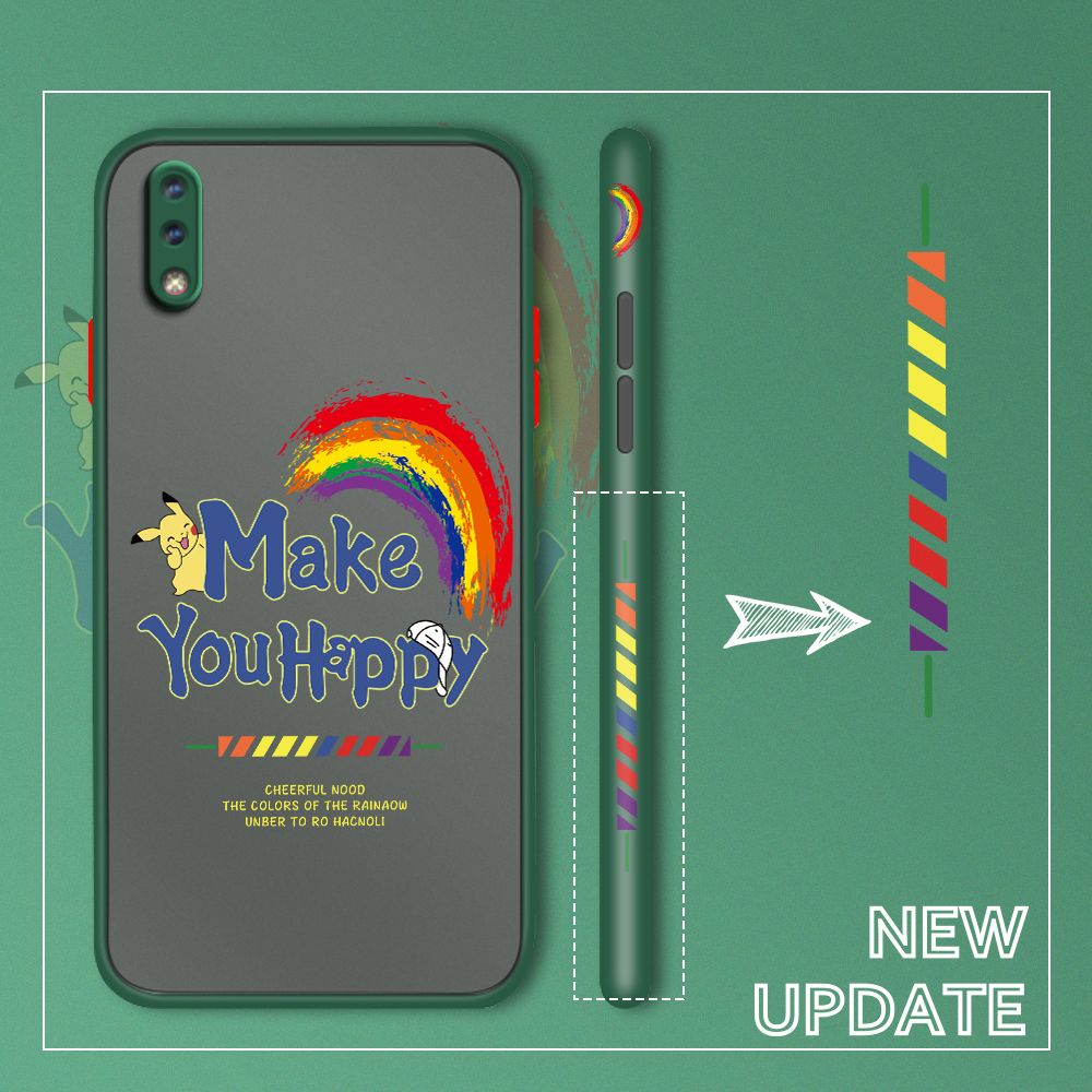 UCUC for Vivo Y93 Back Cover Rainbow Pikachu Side Printed Design Phone Case Ultra Thin Frosted Cover Shockproof Phone Cover