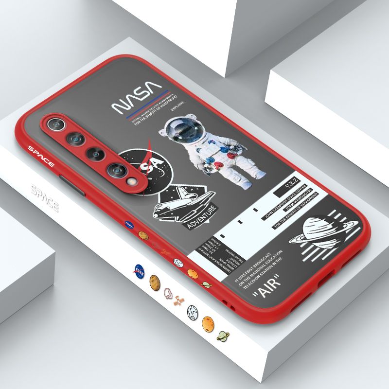 ZeroQiQi for Xiaomi 10 Case Creative Cartoon Astronaut Side Printed Pattern Design Phone Cover Frosted Transparent Ultra Thin Protective Phone Case