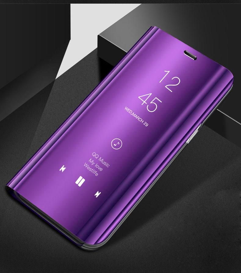 Smart Mirror Flip Phone Case For Samsung Galaxy A6S View PU Leather Stand Protective Cover