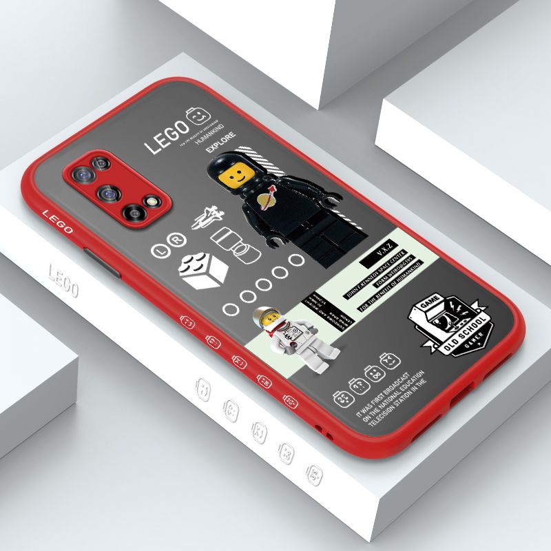 ZeroQiQi for Realme 7 5G Case Lego Robot Side Printed Pattern Design Phone Cover Frosted Ultra Thin Protective Phone Case