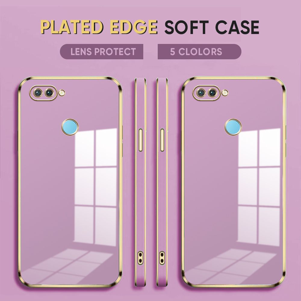 Luxury 6D Plating Case for Realme 2 Pro Soft Silicone Square Frame Back Cover Shiny Bling Phone Cases