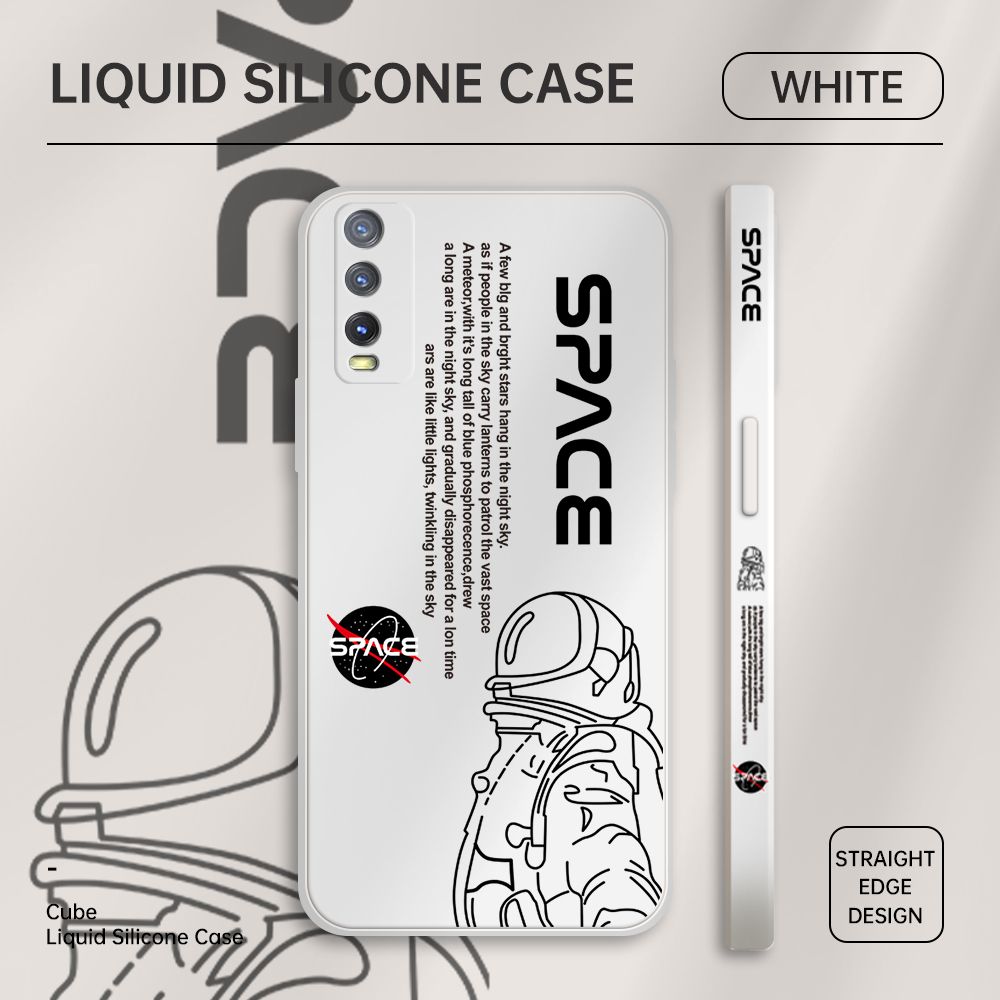 ZeroQiQi for Vivo Y20 2021 Case Planet Astronaut Phone Cover Soft Full Lens Protection Casing Ultra Thin Soft Liquid Silicone Phone Cases