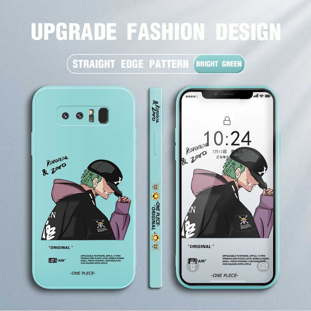 Jizetin for Samsung Galaxy Note 8 Case Anime One Piece Roronoa Zoro Side Design Phone Case Ultra Soft Edge Pattern Liquid Silicone Phone Cases