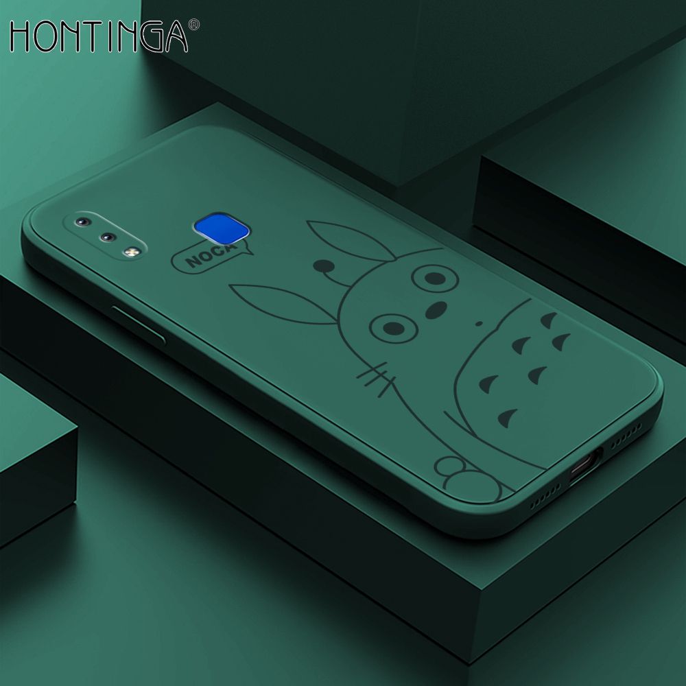 Hontinga for Vivo Y91 Y95 Case Cartoon Cute Totoro Pattern Back Cover Soft Square Edge Liquid Silicone Phone Cases