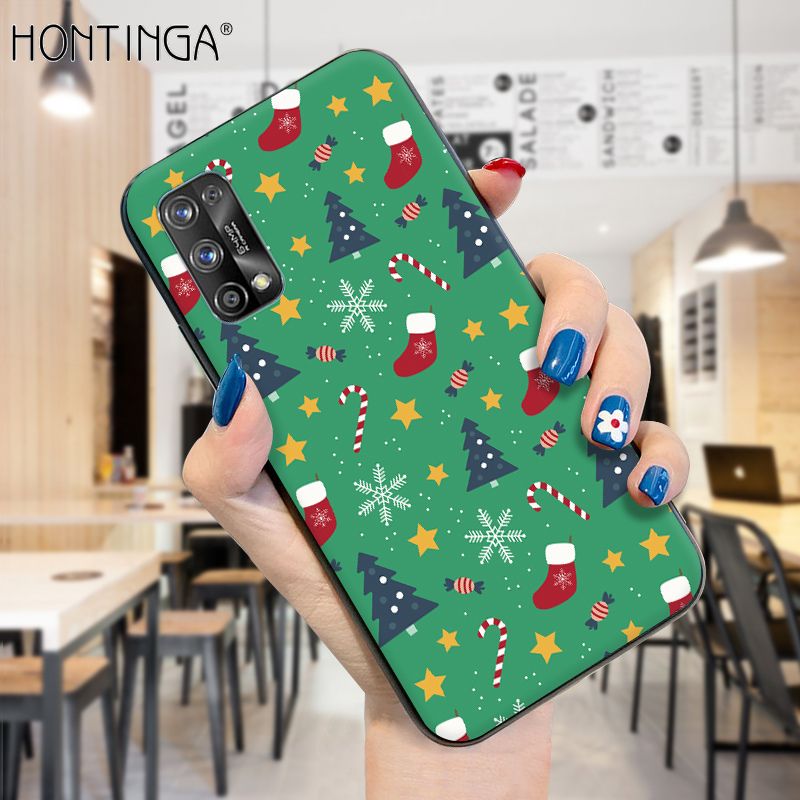 Hontinga for Realme 7 Pro Case Merry Christmas Gifts for Girls Boys Phone Cover Shockproof Soft Silicone TPU Cases