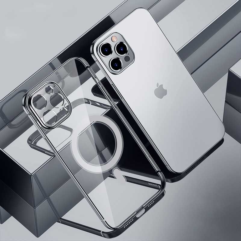 Transparent Silicone Magnet Case for iPhone 12 13 11 Pro Max Mini X Xs Xr 7 8 Plus Wireless Charger Magsafing Electroplate Cover