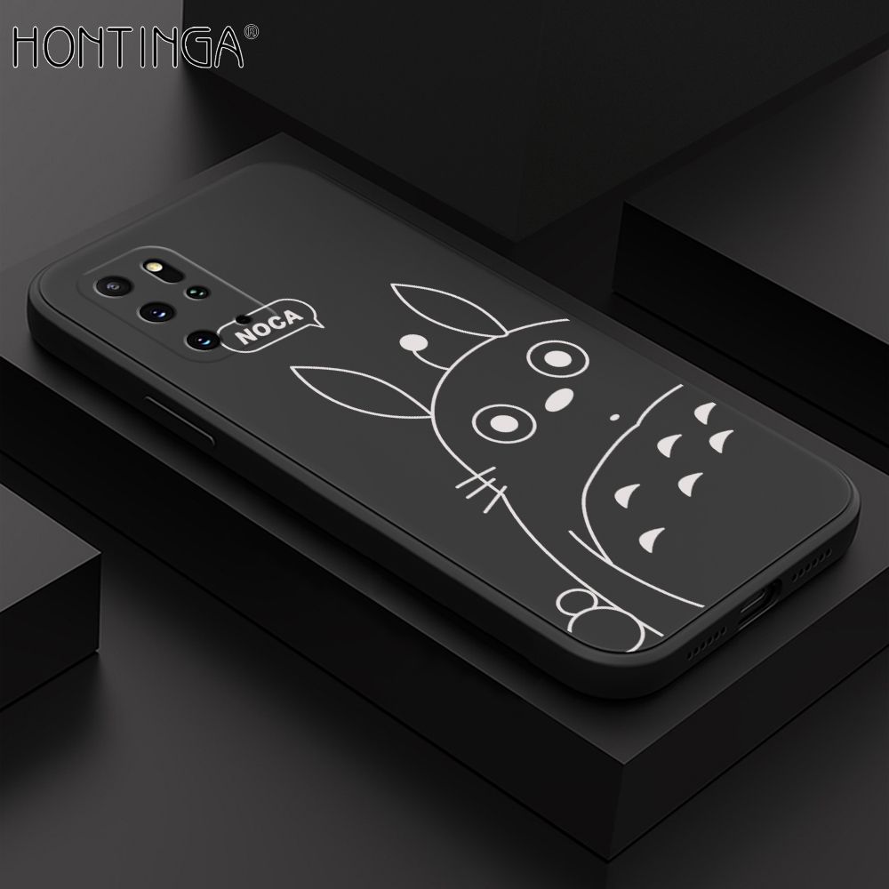 Hontinga for Samsung S20 Plus Case Cartoon Cute Totoro Pattern Back Cover Soft Square Edge Liquid Silicone Phone Cases