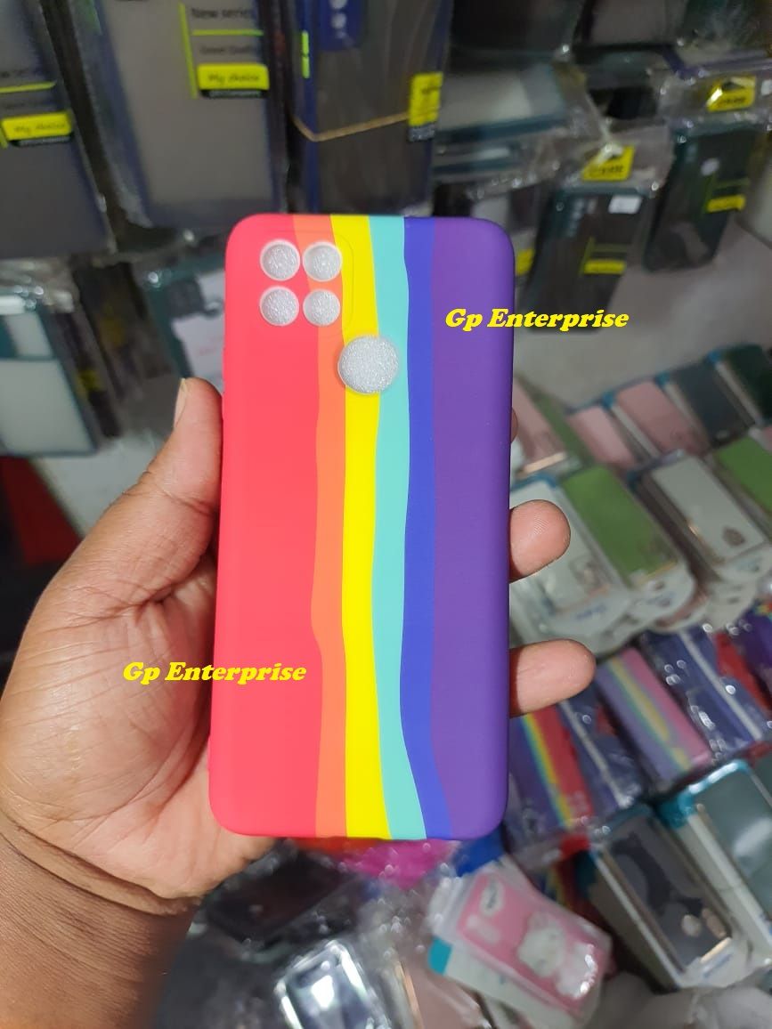 For Oppo A15/A15s Luxury Rainbow Silicone Protect Back Cover Soft silicone protective back cover - à¦®à§‹à¦¬à¦¾à¦‡à¦² à¦«à§‹à¦¨ - Phone - Phone Back Cover
