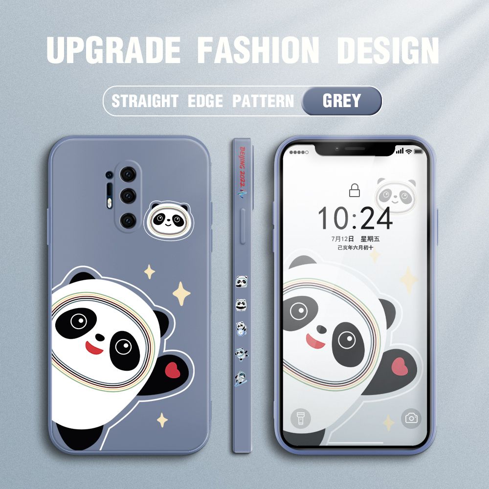 FHKL for OnePlus 8 Pro Back Cover Bing Dwen Dwen Side design Soft Case Multicolor Liquid Silicone Phone Cases
