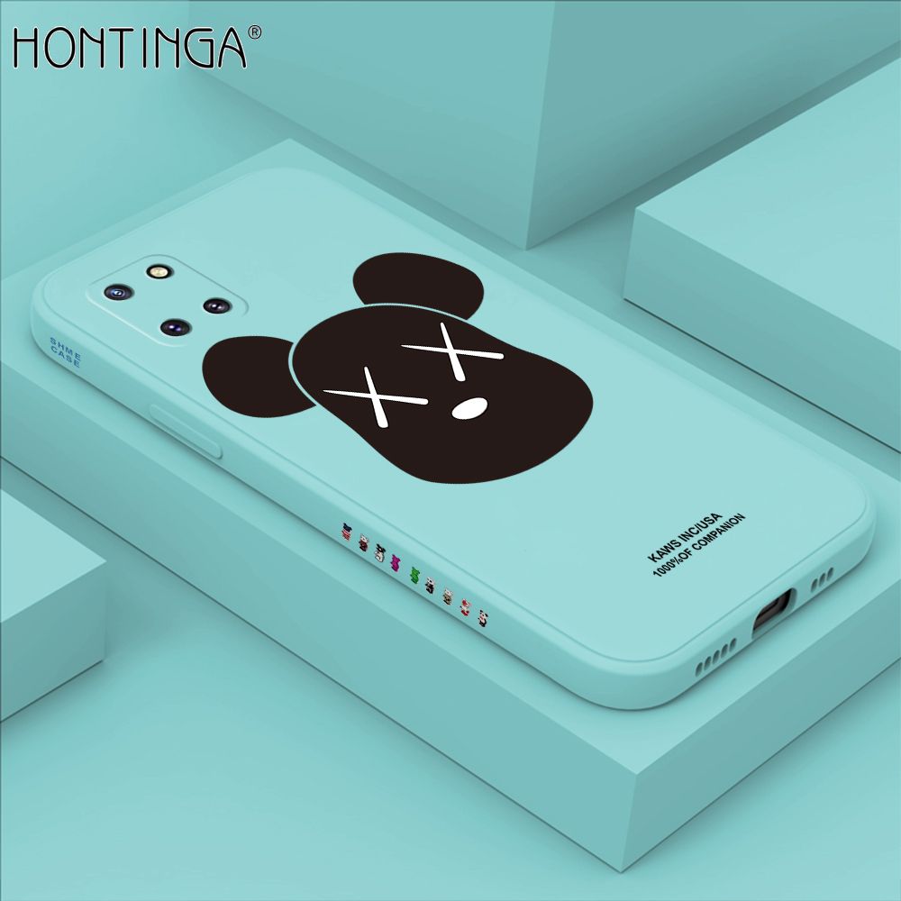 Hontinga for Samsung Note10 Lite Case Side Design Violent Bear Head Back Cover Soft Square Edge Pattern Liquid Silicone Trend Phone Cases