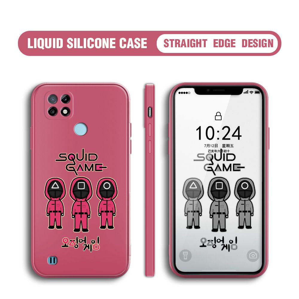 UCUC for Realme C21 Case Trend Cartoon Korean Squid Phone Cover Liquid Silicone Case Phone Protective Case
