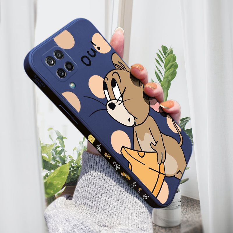 AMORVOR for Samsung Galaxy A42 5G Back Cover Cartoon Cute Lovely Side design Soft Case Liquid Silicone Phone Cases