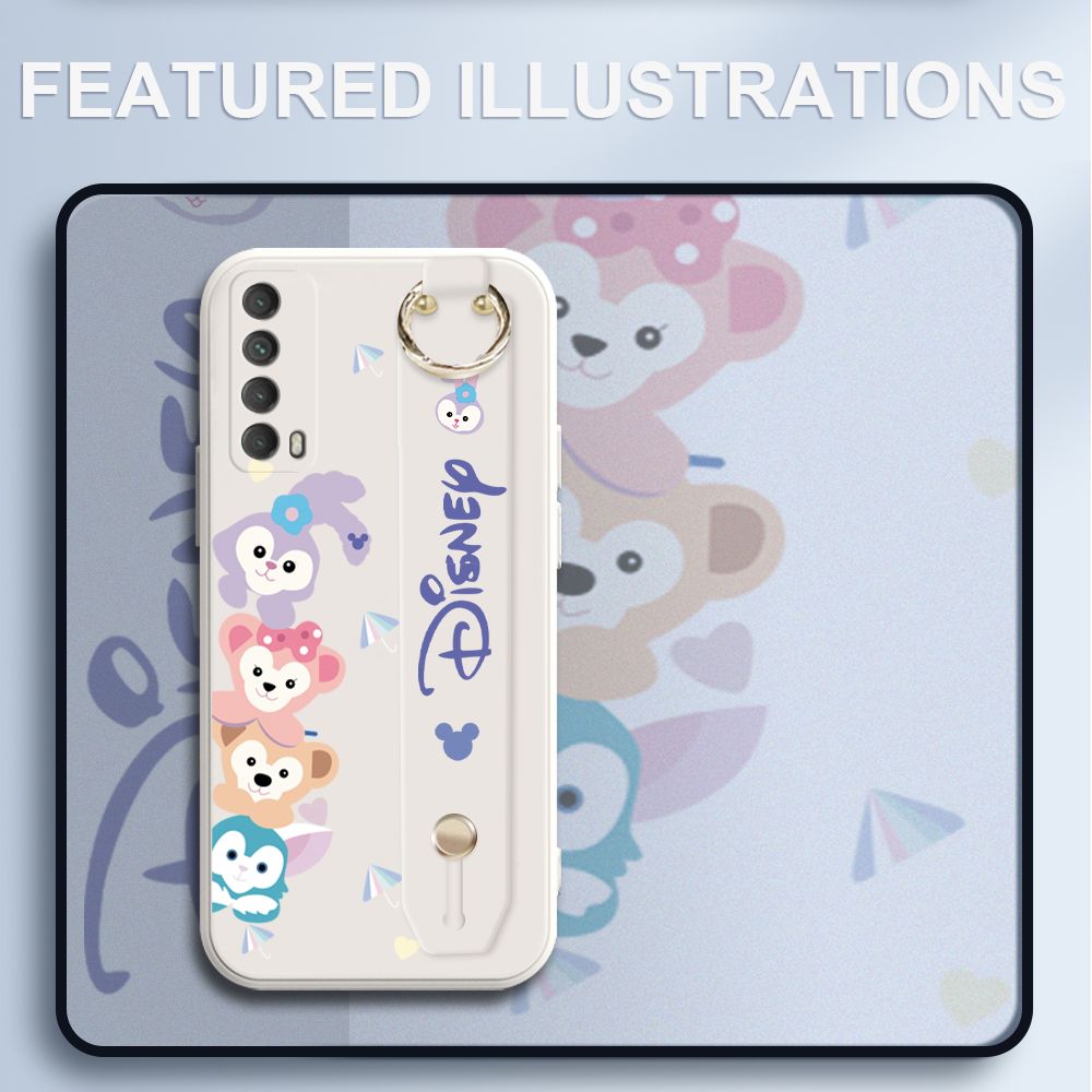 UCUC for Huawei Y7A Wrist Strap Case Creative Cartoon Cute Bunny Cover Ultra Thin Anti Fall Liquid Silicone Phone Case