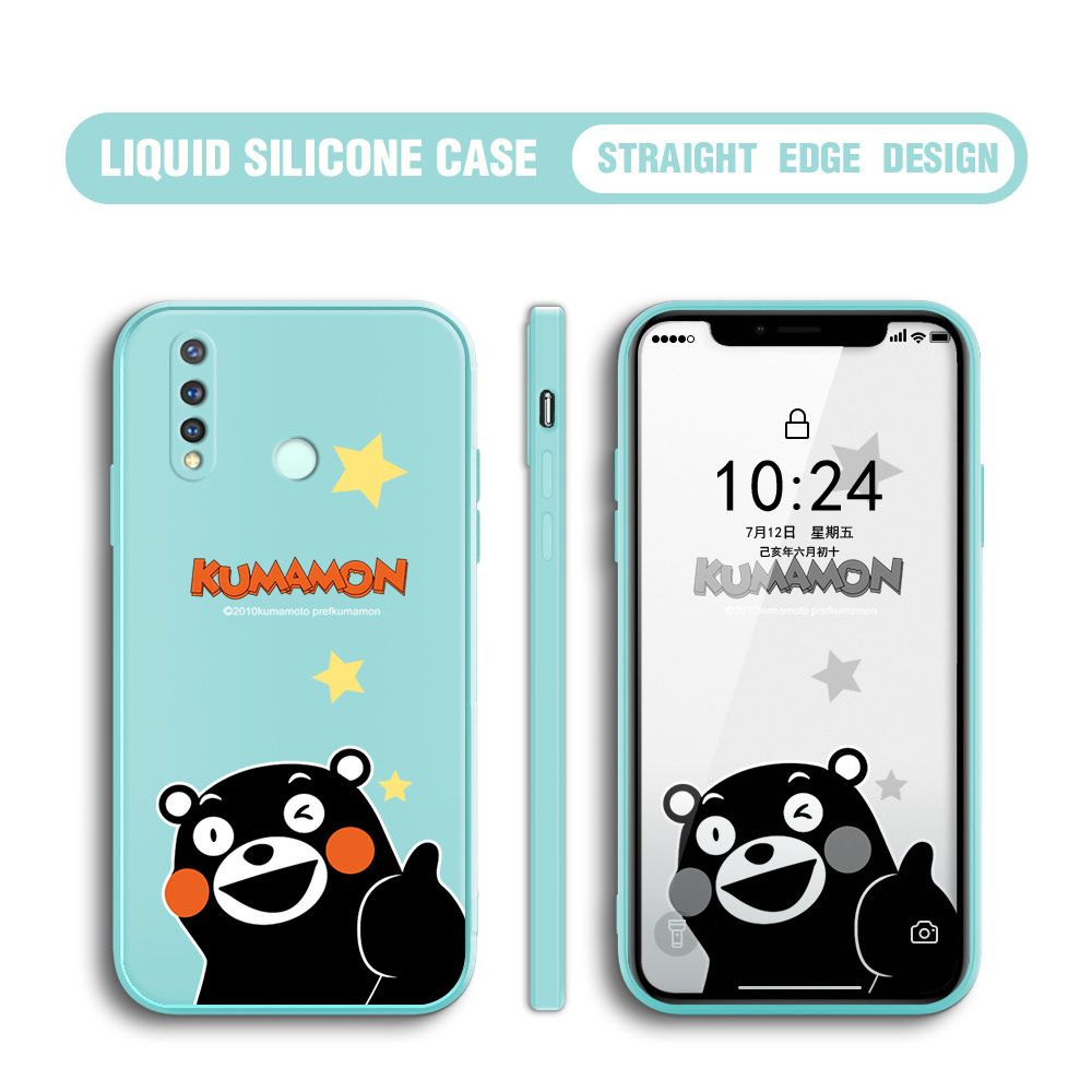 BILI for Vivo Y19 Back Cover Black Bear Multicolor Liquid Silicone Phone Case Soft Square Lens Protection Phone Cases