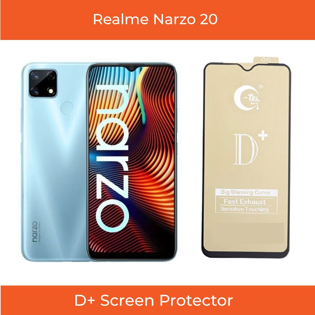 For Realme Narzo 20 9H D+/D Plus Premium HD Clarity & Extreme Shatter and Scratch Protection Tempered Glass Screen Protector