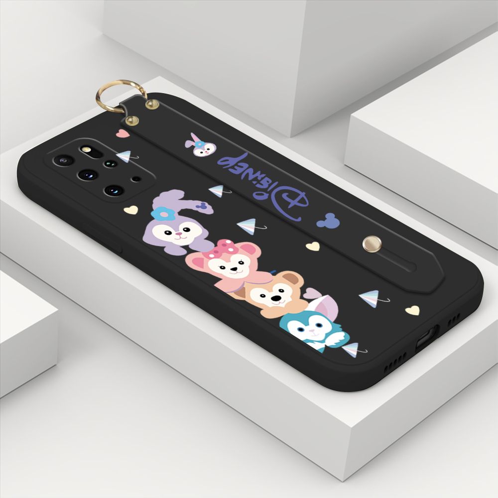 ZeroQiQi for Samsung Galaxy S20 Plus Wrist Strap Case INS Cute Style Creative Cartoon Rabbit and Fox Cover Thin Square Edge Liquid Silicone Phone Case