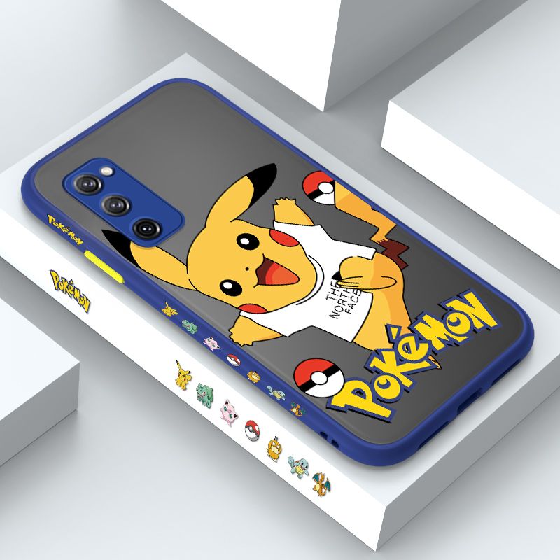 ZeroQiQi for Samsung S20 FE Case White Clothes Pikachu Side Printing Cover Frosted Ultra Thin Protective Anti Fall Phone Case
