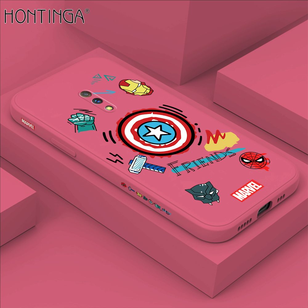 Hontinga for Realme X Case Side Design Trendy Cartoon Sign Back Cover Soft Square Edge Pattern Liquid Silicone Phone Cases