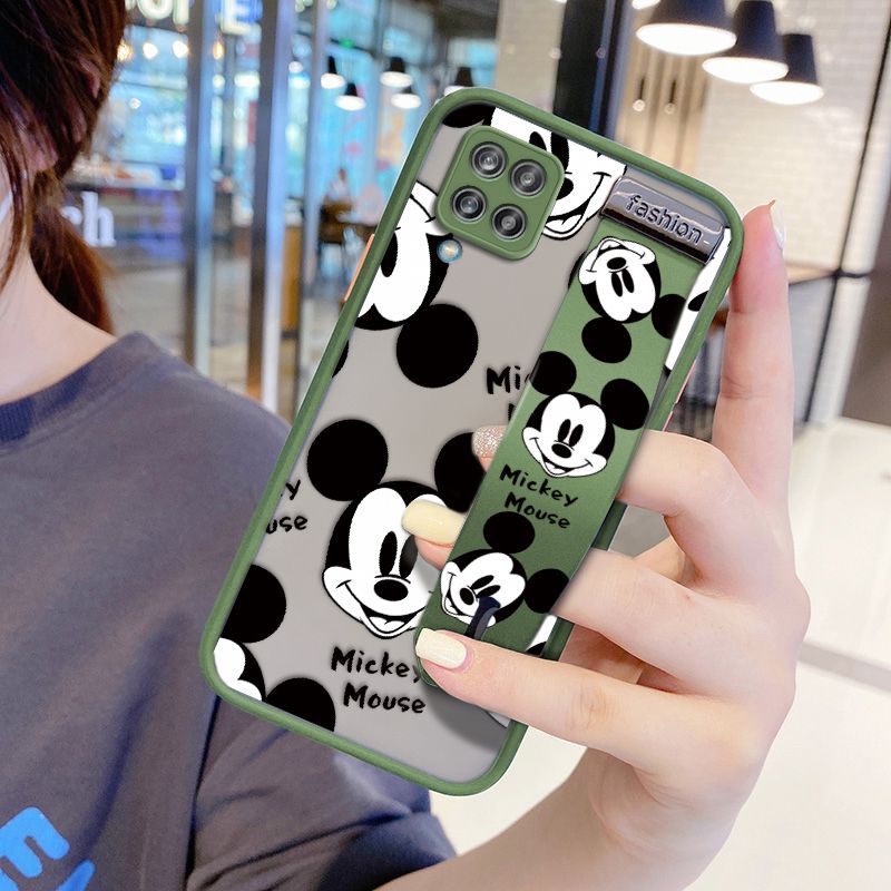 UCUC for Samsung Galaxy M12 Wrist Strap Case Cute Mouse Avatar Wristband Printing Cover Shockproof Ultra Thin Phone Case
