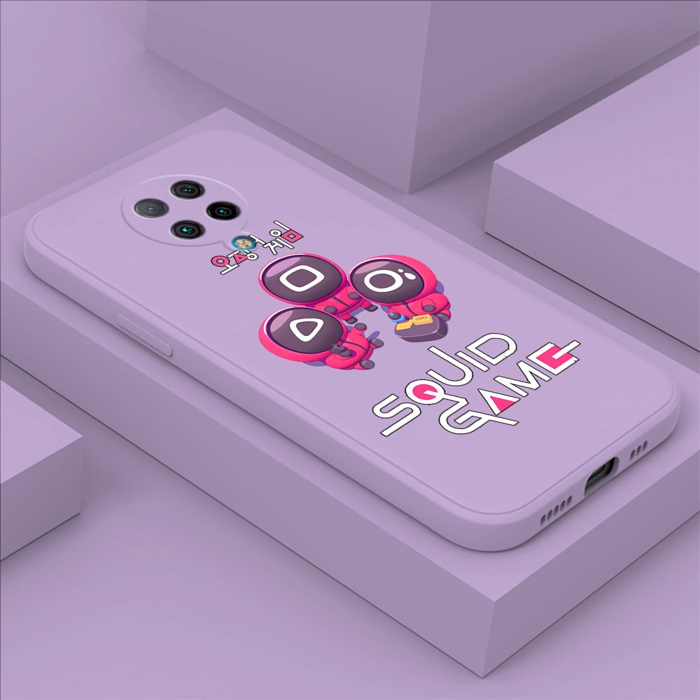 ZeroQiQi for Xiaomi Poco F2 Pro Case Cute Cartoon Cute Squid Character Phone Cover Square Liquid Silicone Shockproof Phone Protective Case