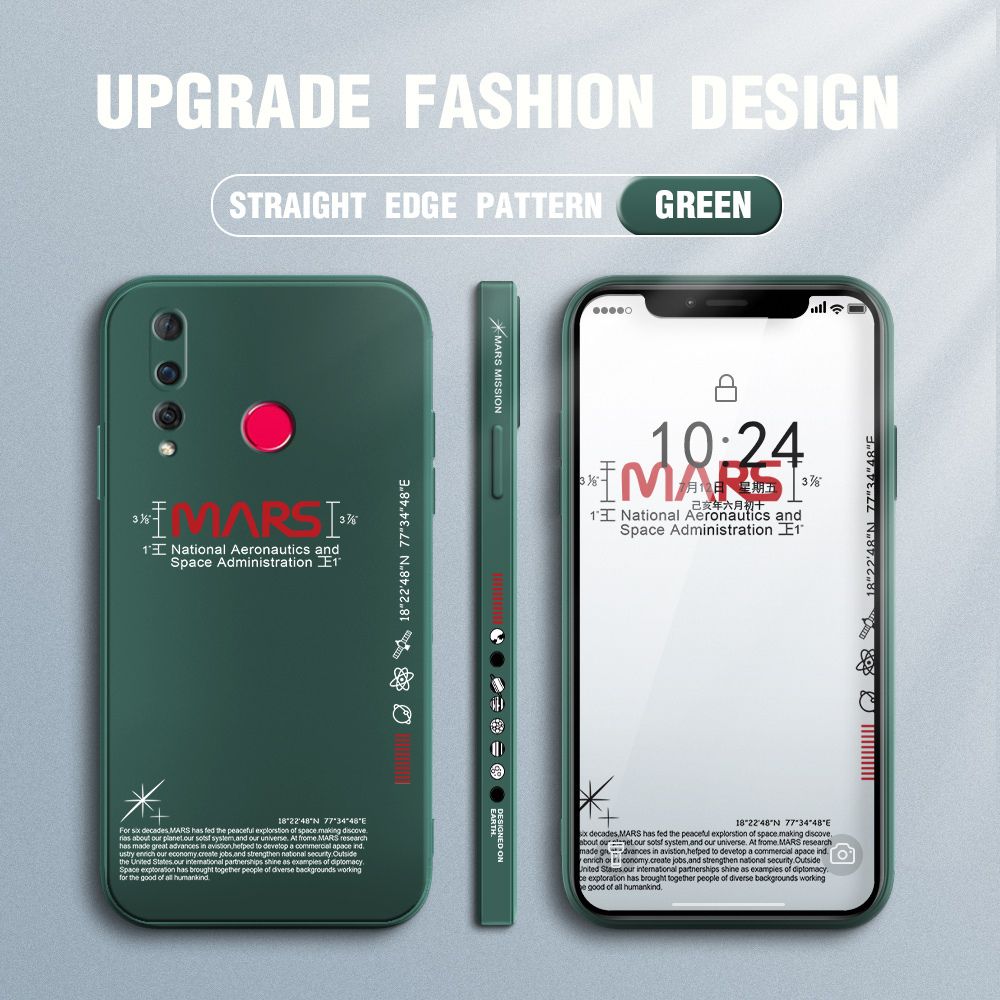 Jizetin for Huawei Nova 4 Case New NASA Design Side Design Phone Case Square Edge Pattern Liquid Silicone Cases Full Cover Camera Soft Protection Case
