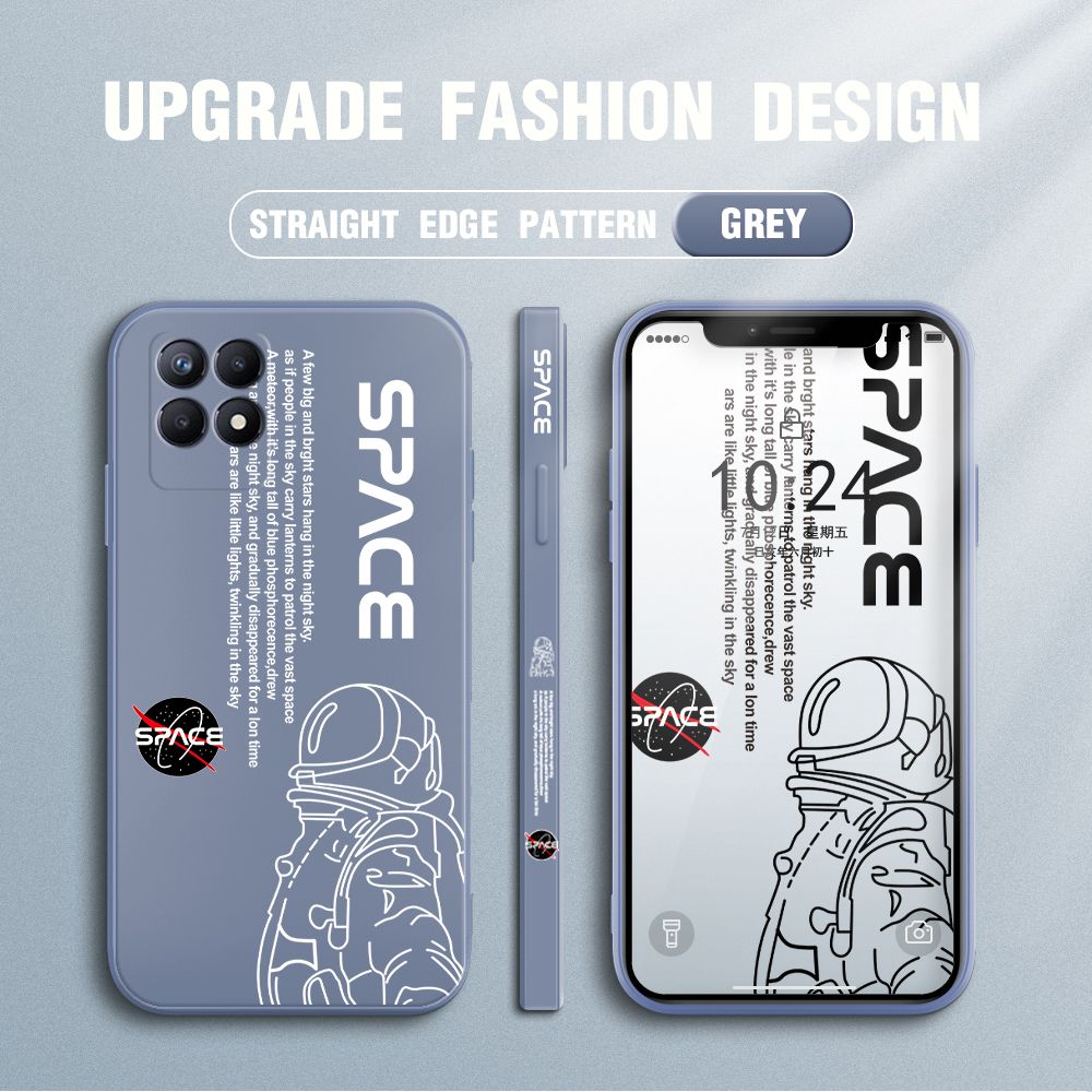 Jizetin for Realme 8I Back Cover NASA Astronaut Design Silicone Phone Case Square Camera Protective Phone Cases