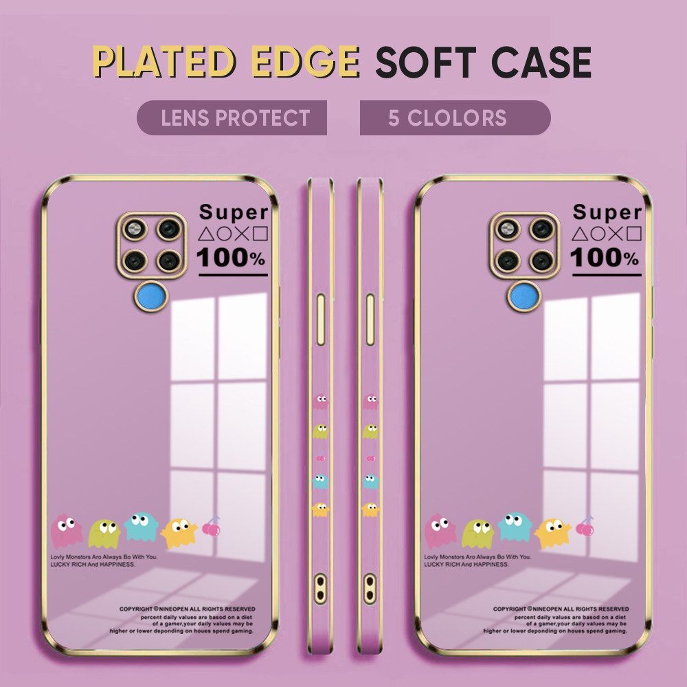 Luxury 6D Plating Case for Huawei Mate 20 X Back Cover Game Little Monster Side Pattern Soft Silicone Square Phone Cases