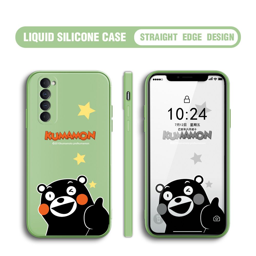 BILI for OPPO Reno4 Pro Back Cover Black Bear Multicolor Liquid Silicone Phone Case Soft Square Lens Protection Phone Cases