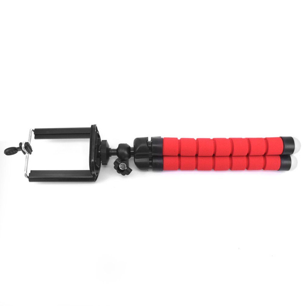 Mini Tripod Mobile Phone Flexible Sponge Octopus Holder Stand Table Bracket Red